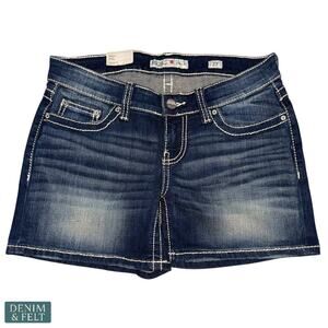 BKE Stella Slim Fit Low Rise Denim Shorts Dark Wash Size 27 Casual Summer Jean